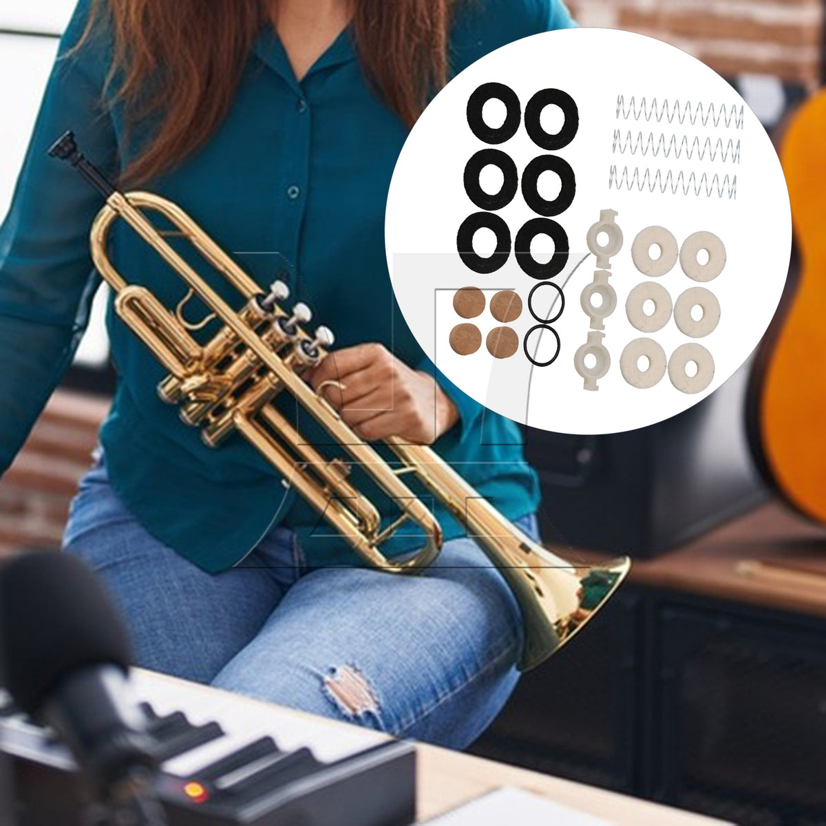 BQLZR 24 Pieces Horn Pencil Clip Holder with Trumpet Valve Repair Accessories