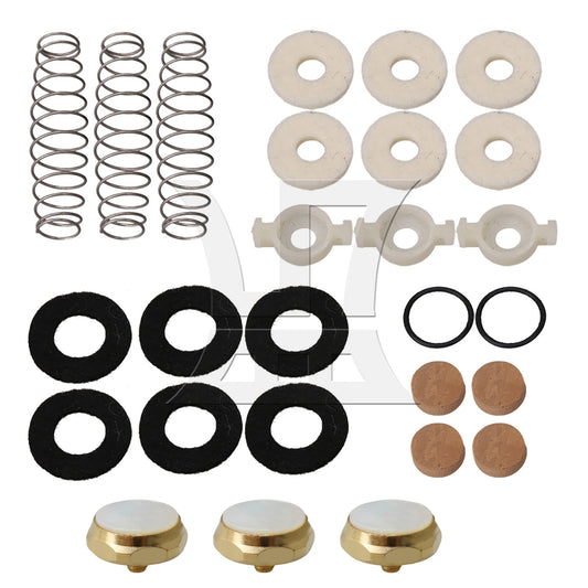 BQLZR Bb Trumpet Spring Kit Felt Washer White Shell Finger Button Pack of 19