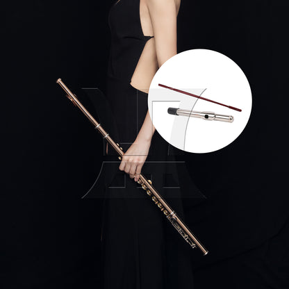 BQLZR Metal Silver Flute Mouthpiece with Red Wood Flute Stick Woodwind Accessories