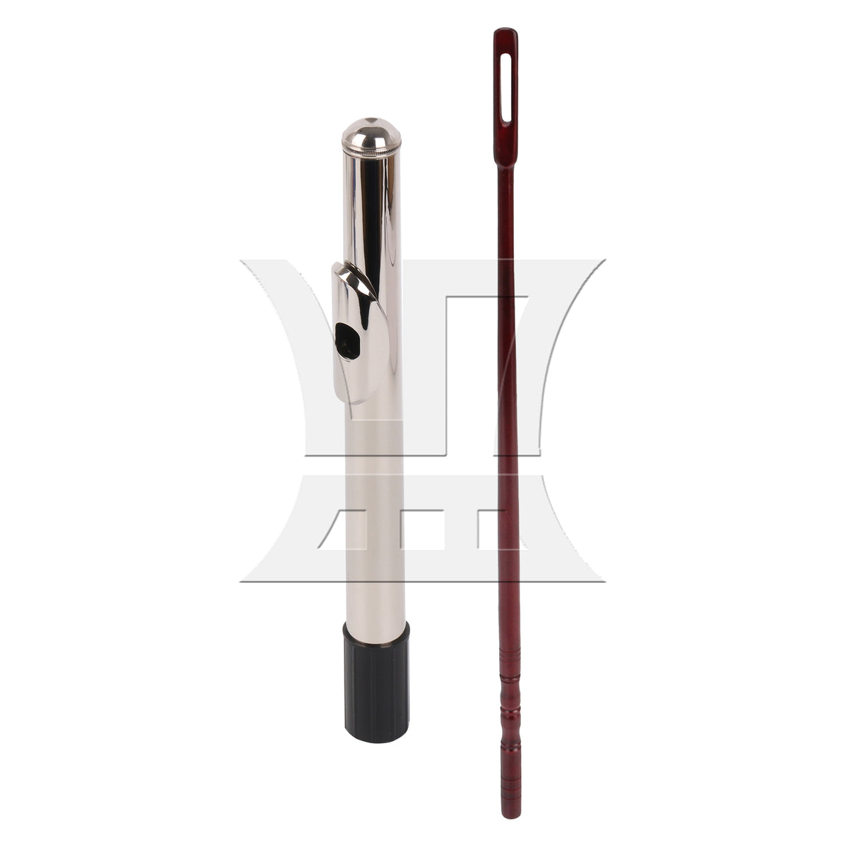 BQLZR Metal Silver Flute Mouthpiece with Red Wood Flute Stick Woodwind Accessories