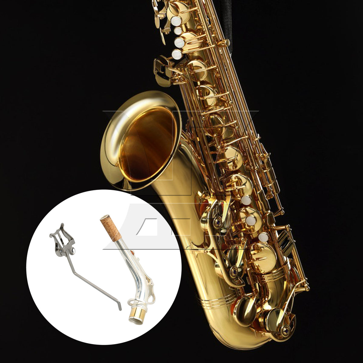 BQLZR 18cm Brass Bend Neck Tube for E Flat Alto Saxophone Gold & Sheet Music Clip