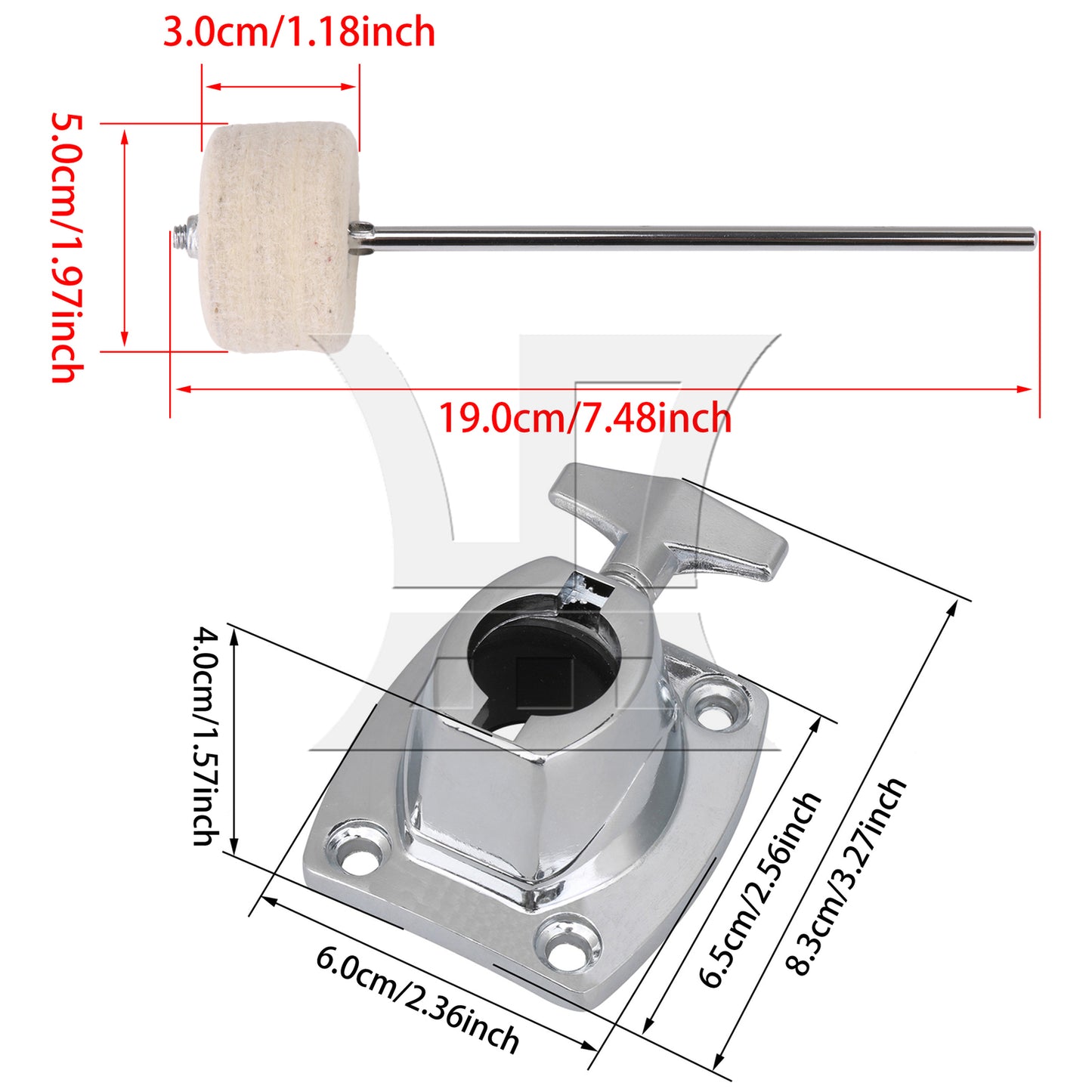 BQLZR 8.3x6.5x6cm Drum Mount Bracket & Cymbal Holder Clamp for Percussion Drum Parts