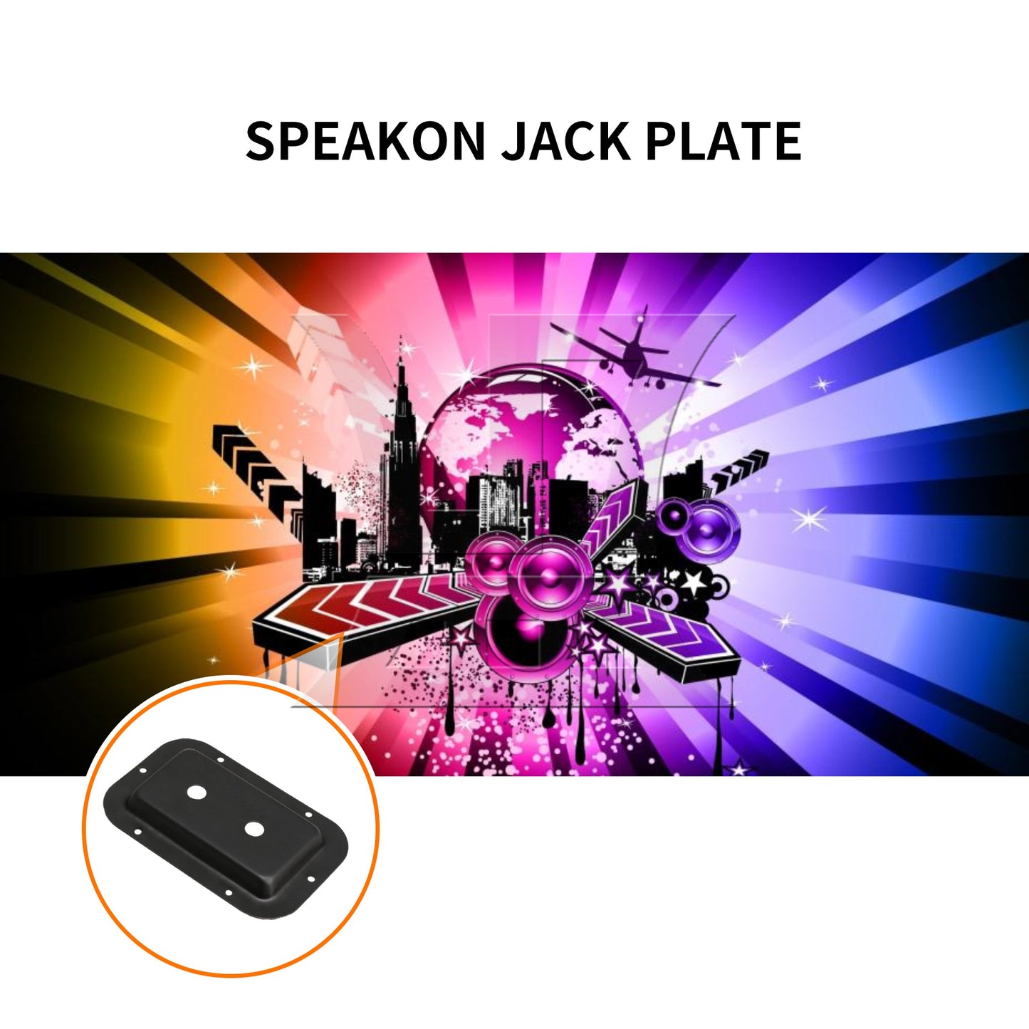 2Pieces Headphone Speaker Jack Plate Audio Plates Recessed Steel 1/4inch Black