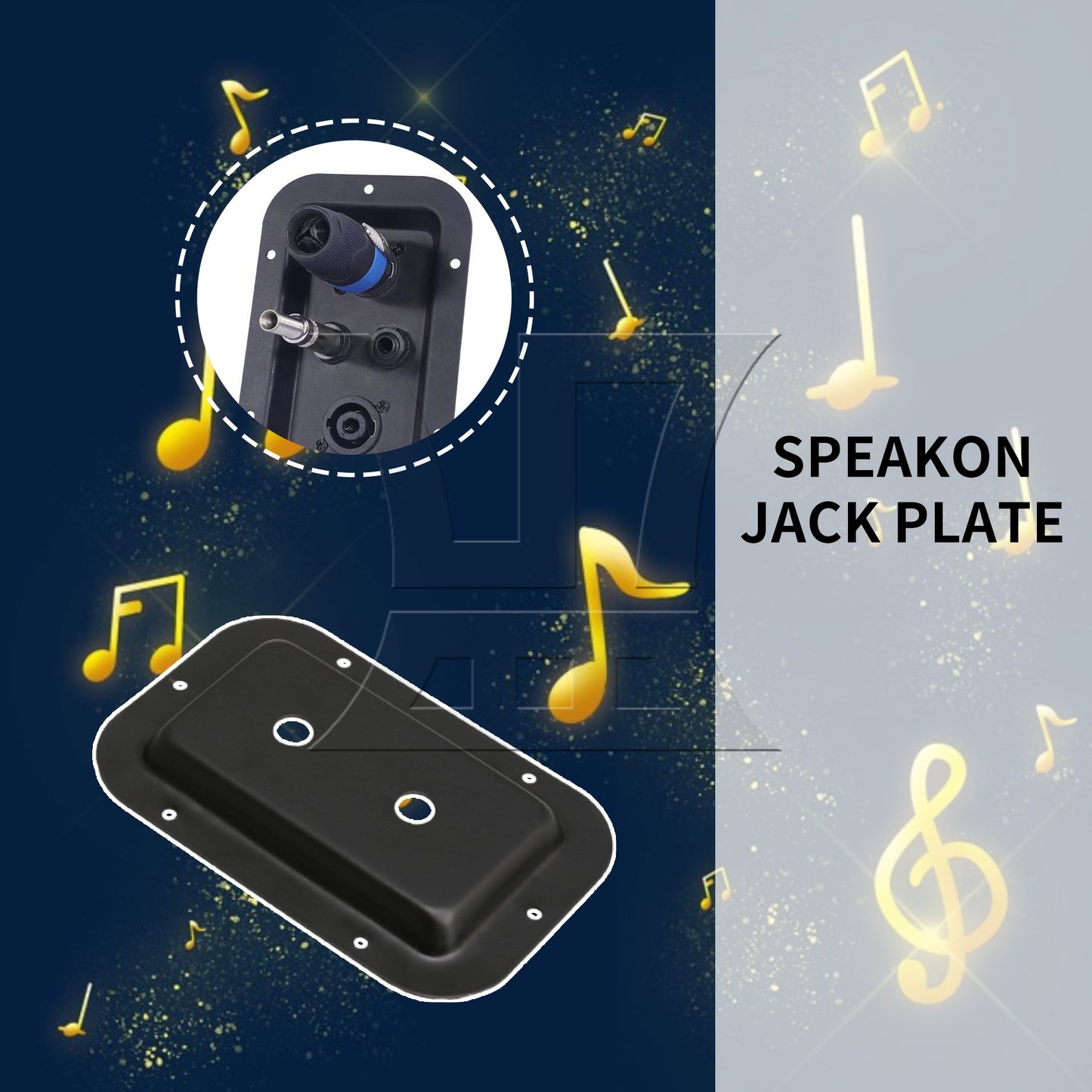 2Pieces Headphone Speaker Jack Plate Audio Plates Recessed Steel 1/4inch Black