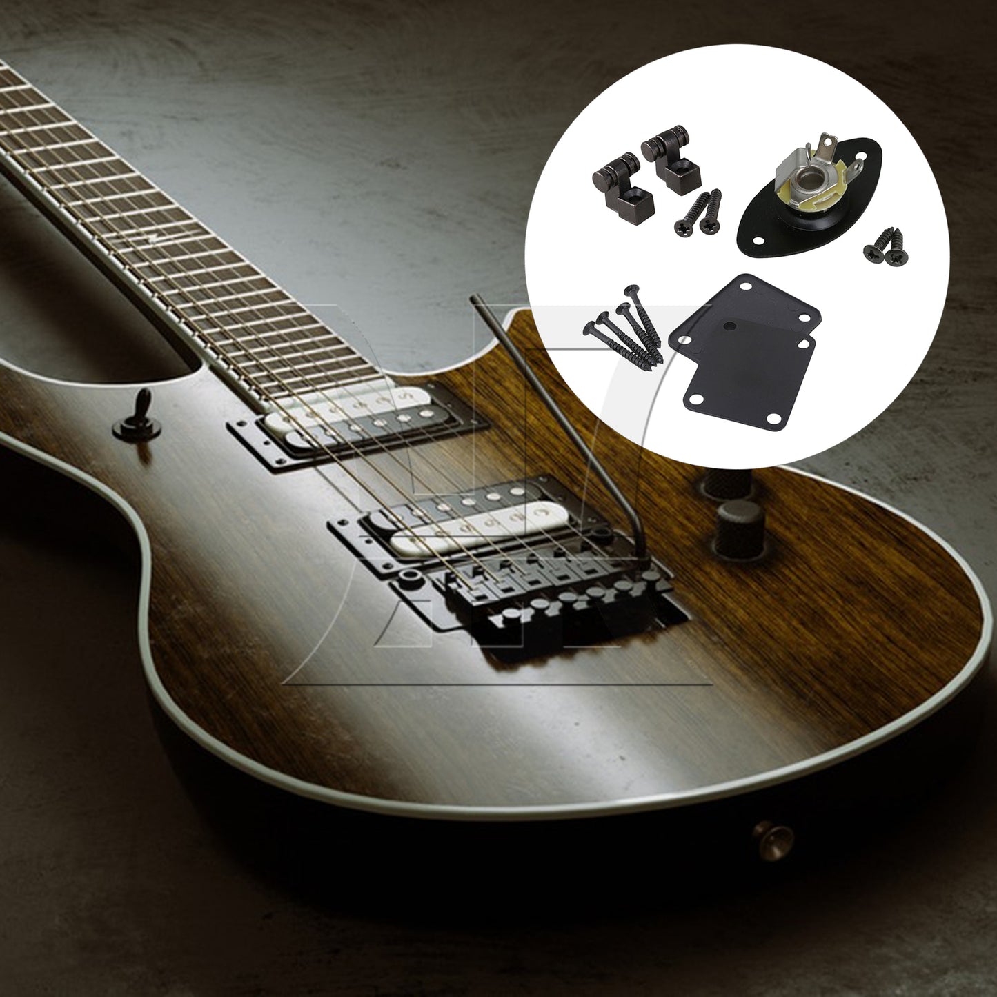 BQLZR Guitar Replacement Parts Kit with 1.65inch Jack Socket String Trees Neck Plate