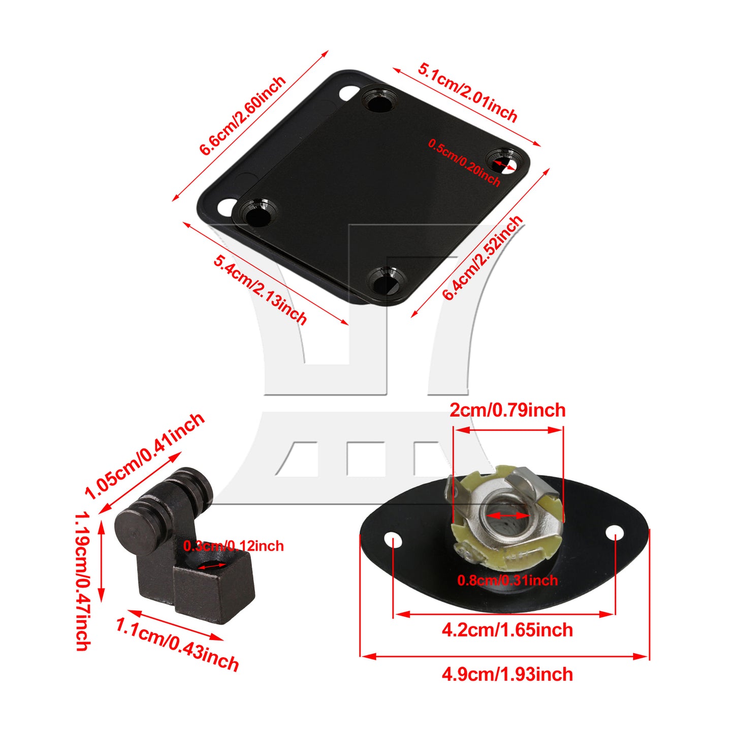 BQLZR Guitar Replacement Parts Kit with 1.65inch Jack Socket String Trees Neck Plate