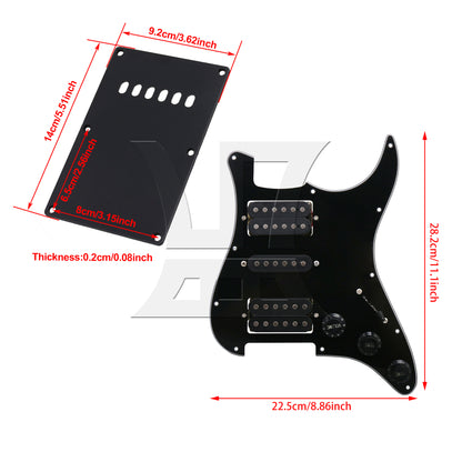 BQLZR HSH 3-Ply Loaded Prewired Pickguard Backplate Set w/ Screw for Electric Guitar