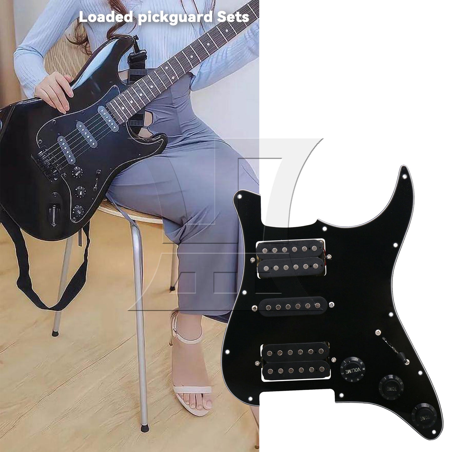 BQLZR HSH 3-Ply Loaded Prewired Pickguard Backplate Set w/ Screw for Electric Guitar