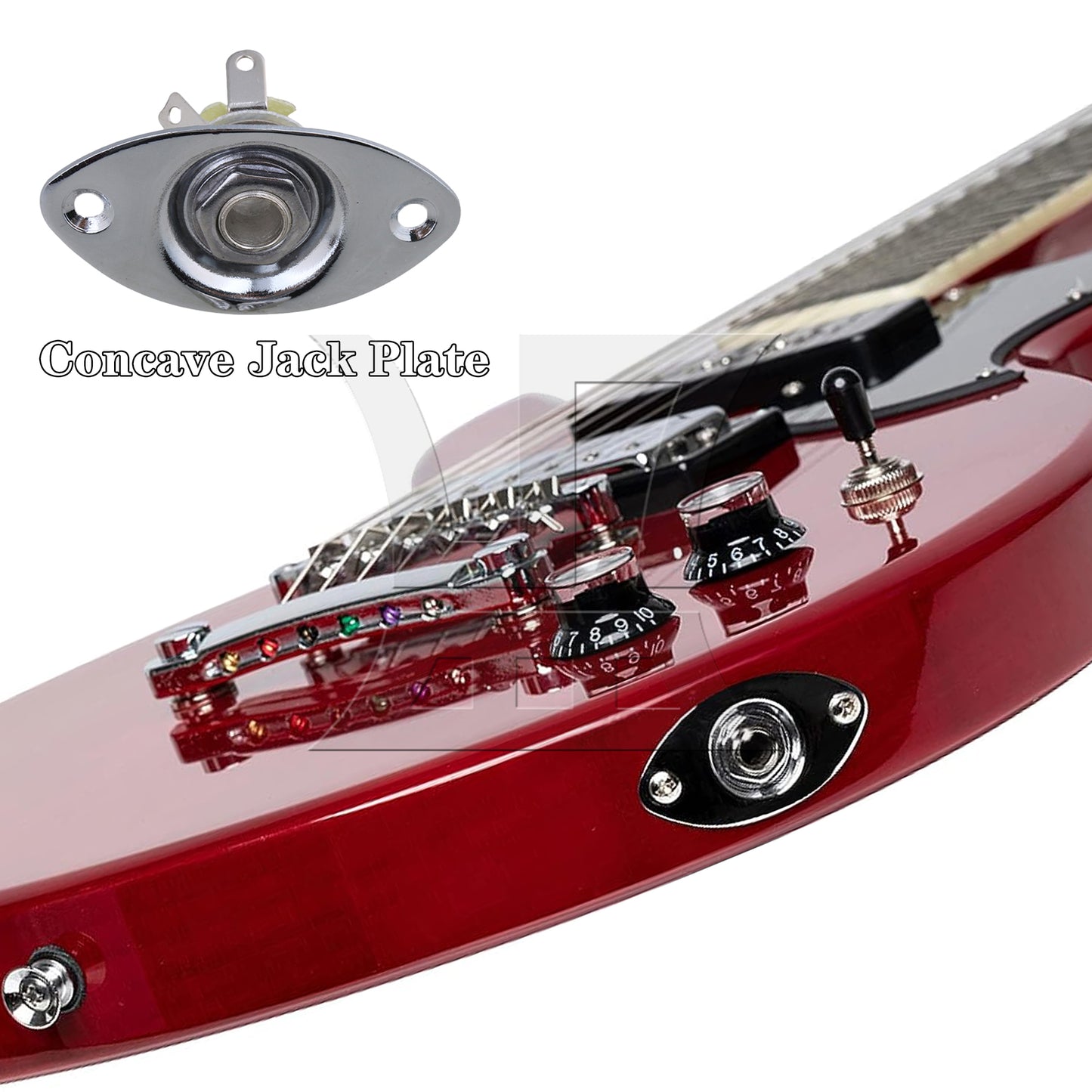 BQLZR 6Pieces 1/4 Inch Jack Socket Plate with 5 Way Pickup Switch for Guitars