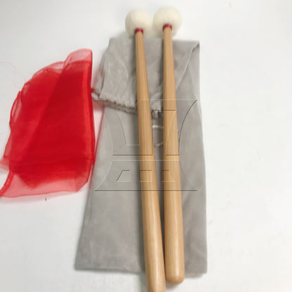 BQLZR 14 Inch Timpani Stick Mallet Soft Felt Head w/ Red Decorative Scarf