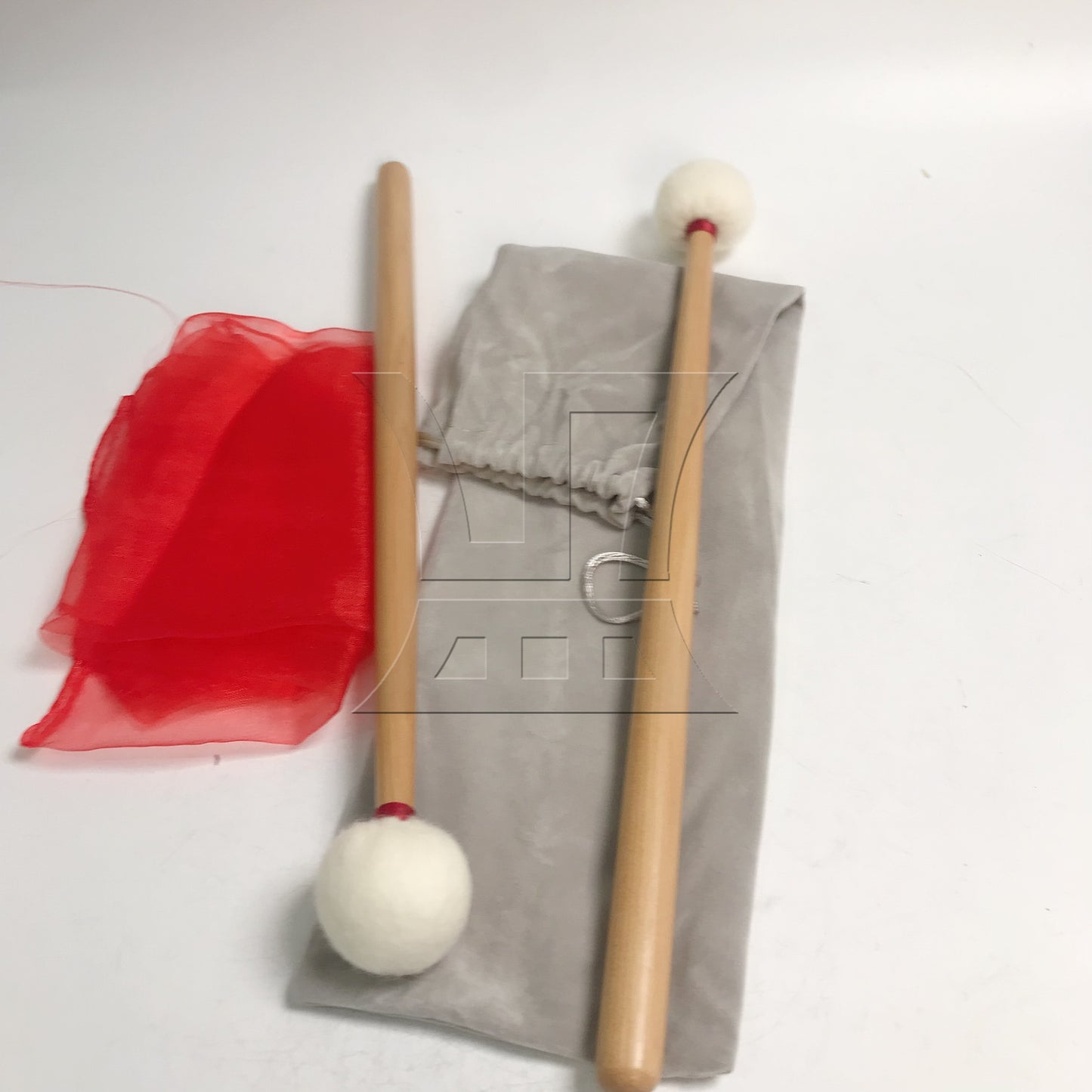 BQLZR 14 Inch Timpani Stick Mallet Soft Felt Head w/ Red Decorative Scarf
