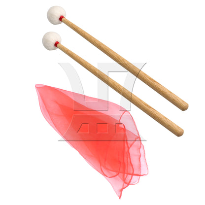 BQLZR 14 Inch Timpani Stick Mallet Soft Felt Head w/ Red Decorative Scarf