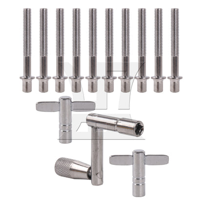 BQLZR 13 Pieces Drum Screw Tension Rod Replacement with Key Wrench Tool