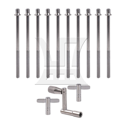 BQLZR  M6 Thread Dia Drum Tension Rods 100mm Length Drum Kit Screws Silver