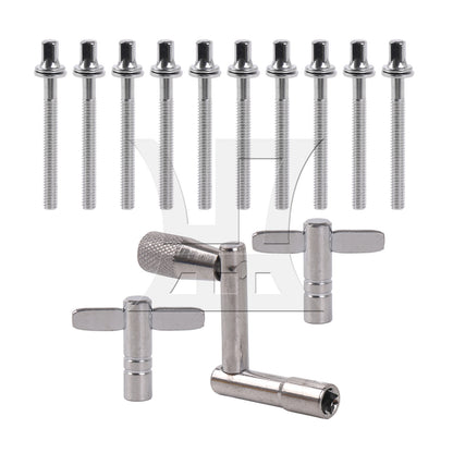BQLZR 1/5 Inch Drum Percussion Tension Rods Screw 50mm with Gaskets Silver