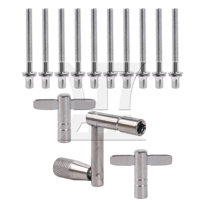 BQLZR 13 Pieces Drum Screw Tension Rod Replacement with Key Wrench Tool