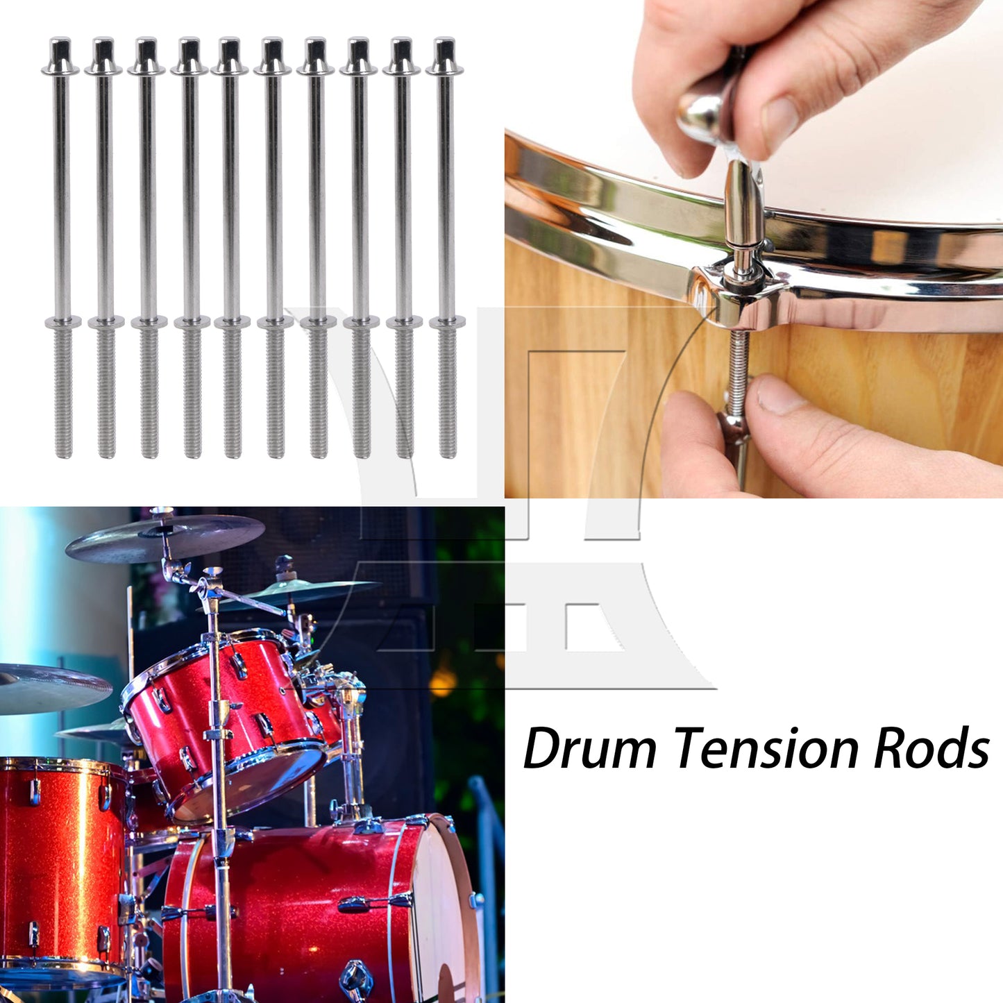 BQLZR 13 Pieces Drum Screw Tension Rod Replacement with Key Wrench Tool