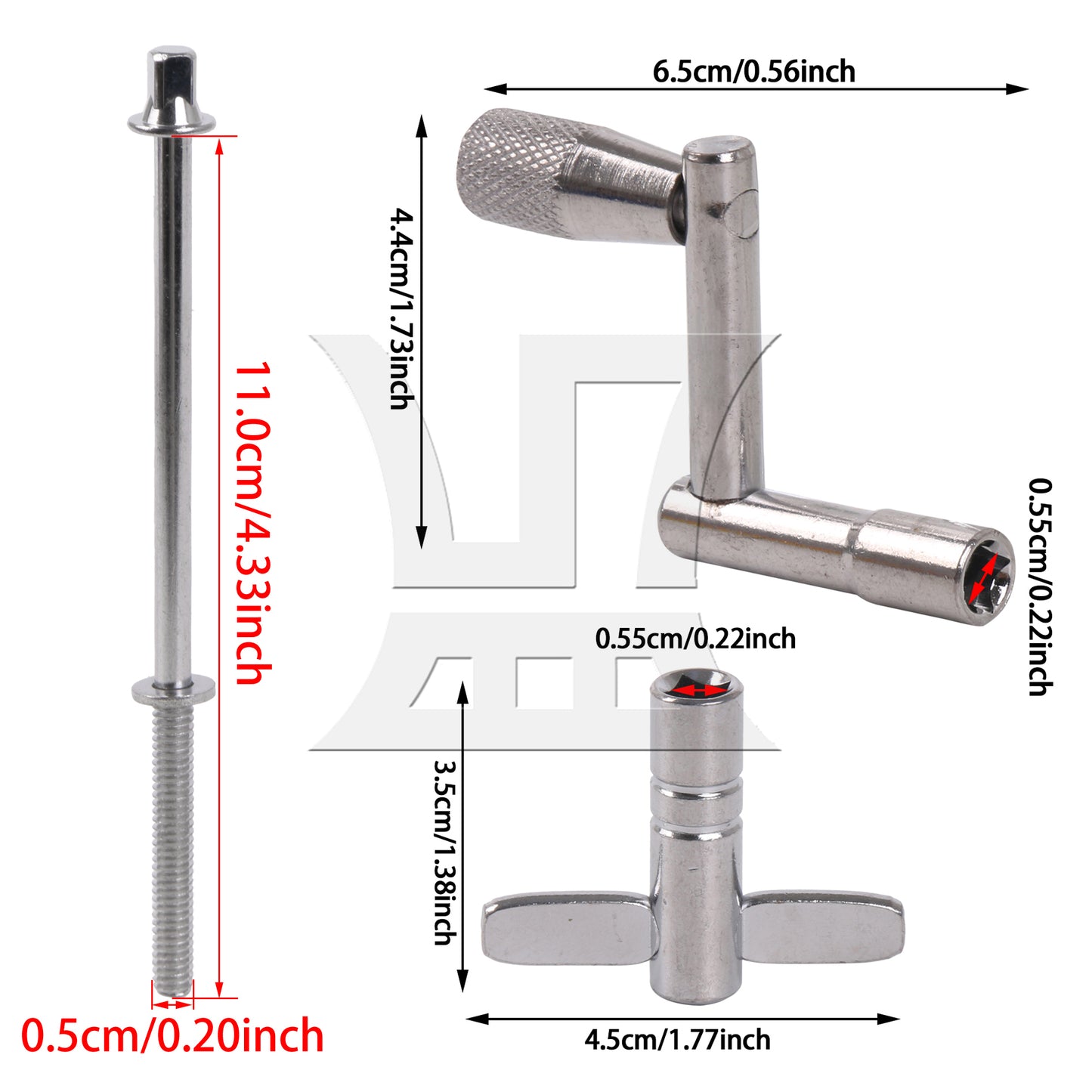 BQLZR 13 Pieces Drum Screw Tension Rod Replacement with Key Wrench Tool