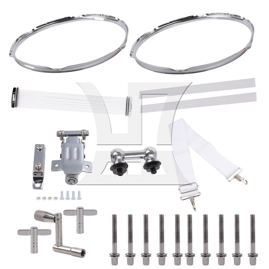 37 Pieces 14" 6 Hole Snare Drum Hoop Upper Lower Kit with Adjustable Straps