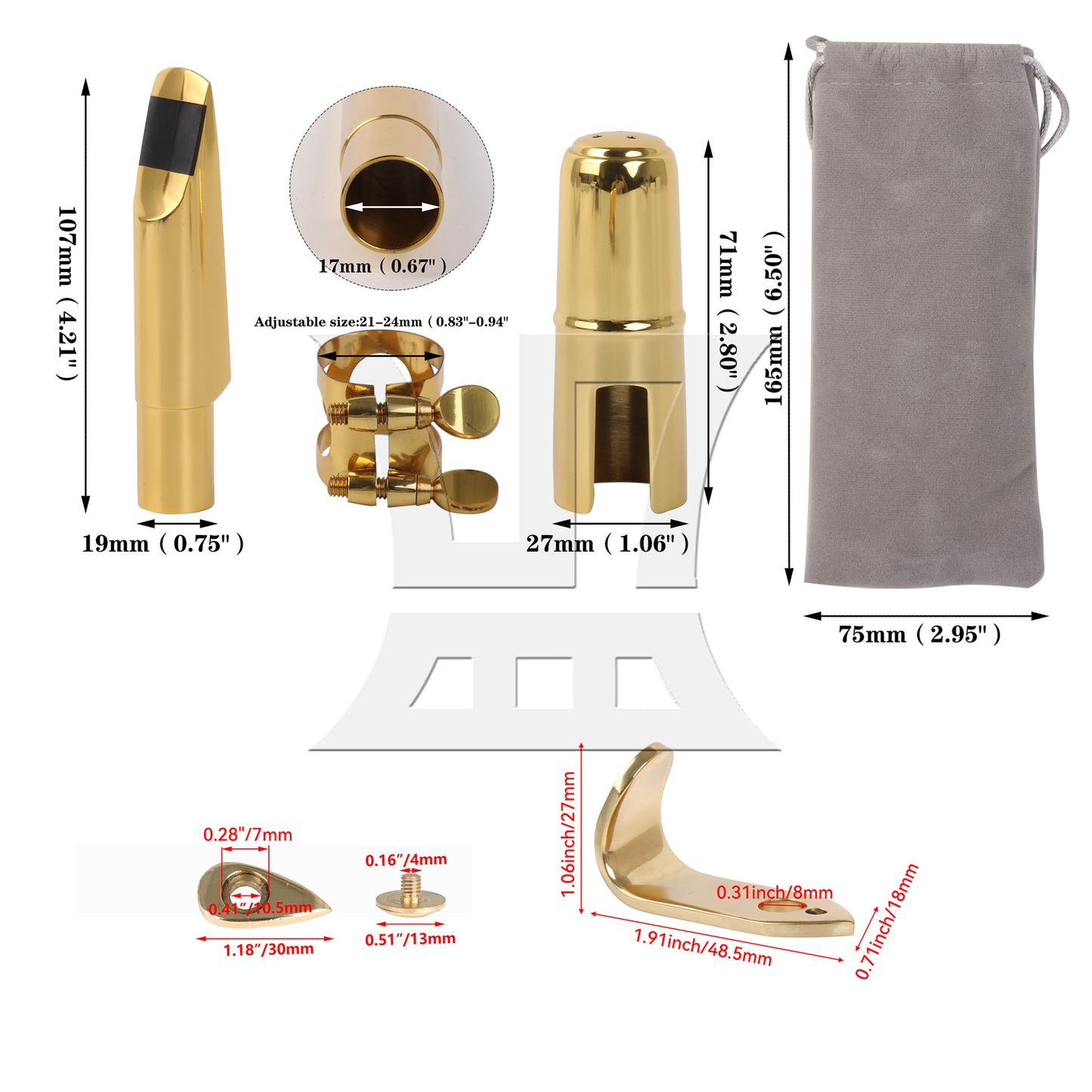 BQLZR B-flat Tenor Saxophone Mouthpiece Cap Ligature