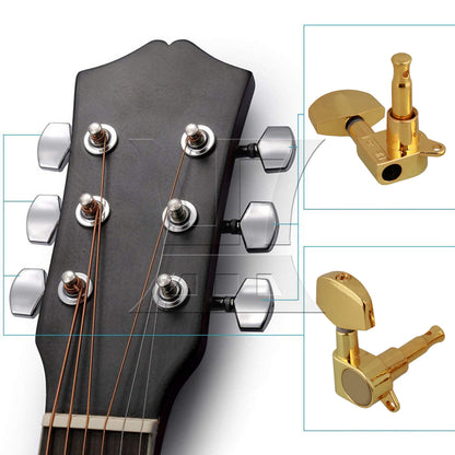 BQLZR 6 Pieces Gold Bass Tuners 3L 3R Machine Heads for Electric Guitars Part Kit