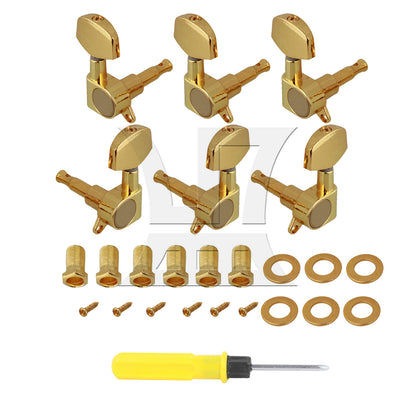 BQLZR 6 Pieces Gold Bass Tuners 3L 3R Machine Heads for Electric Guitars Part Kit