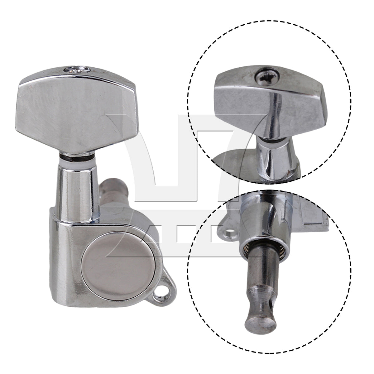 BQLZR Guitar Tuning Pegs Machine Heads 3L 3R Chrome w/ Screws and Ferrules