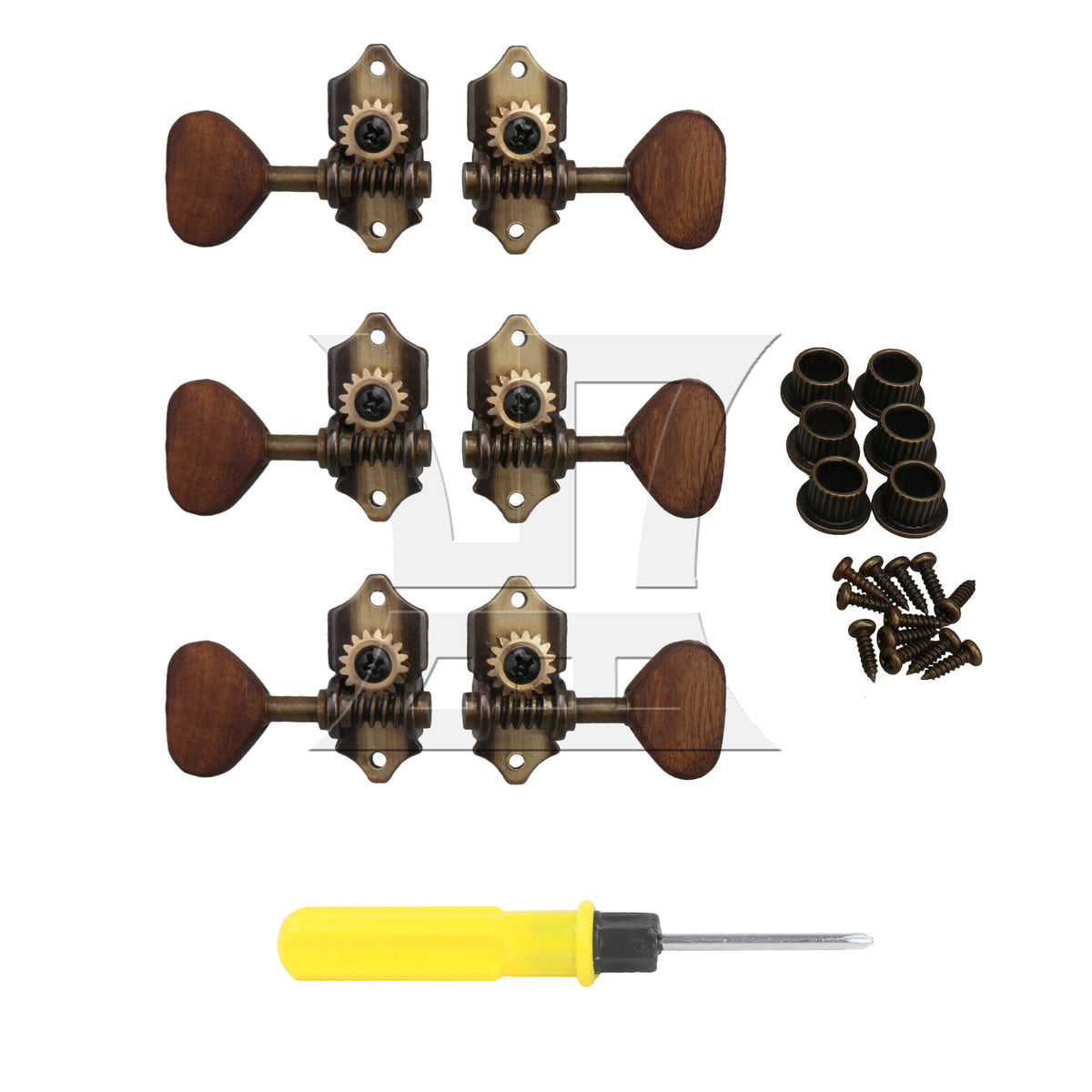 BQLZR 7 Pieces Acoustic Guitar Machine Heads Tuning Keys 3 L 3 R w/ Screwdriver Set