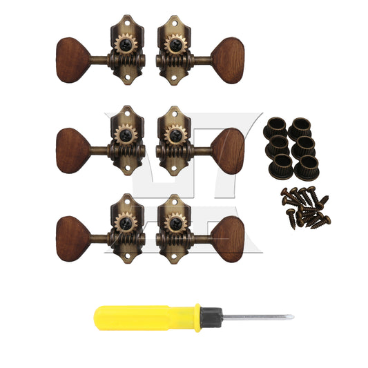 BQLZR 7 Pieces Acoustic Guitar Machine Heads Tuning Keys 3 L 3 R w/ Screwdriver Set