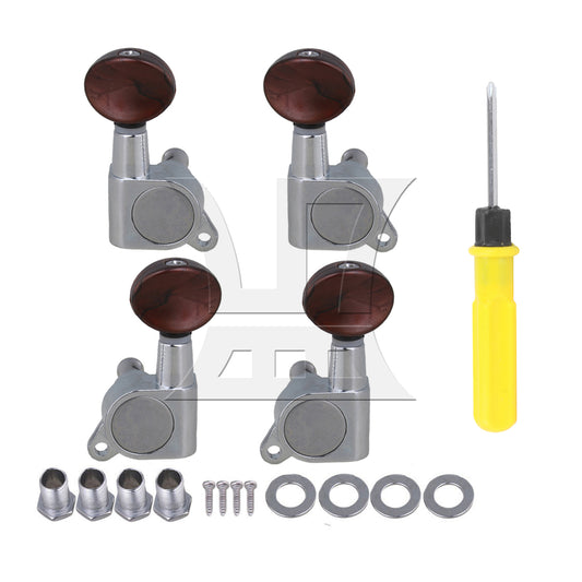 BQLZR  Silver Tuning Keys for 4-String Ukulele Part 18:1 Ratio 2 L 2 R Set