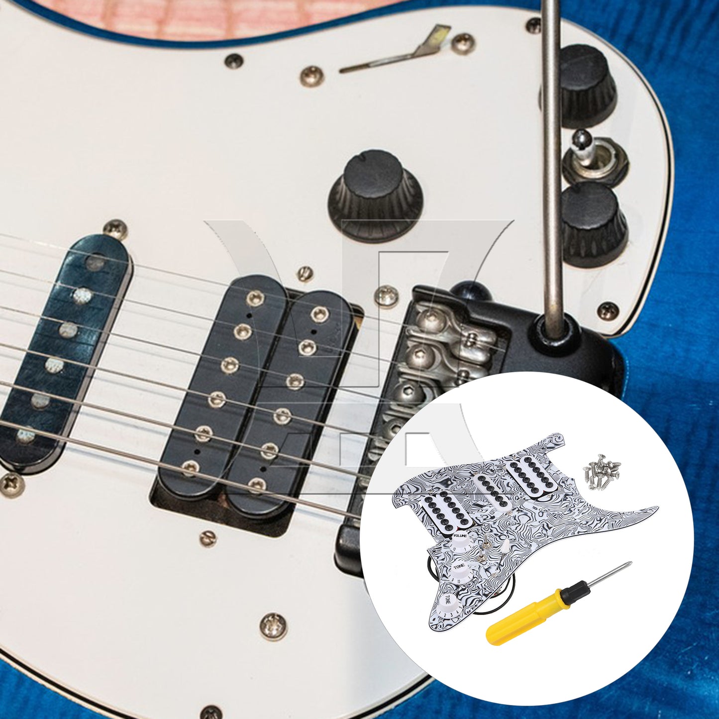 BQLZR Electric Guitar HSH Pickguard 3-ply Black White with Screwdriver & Screws Set