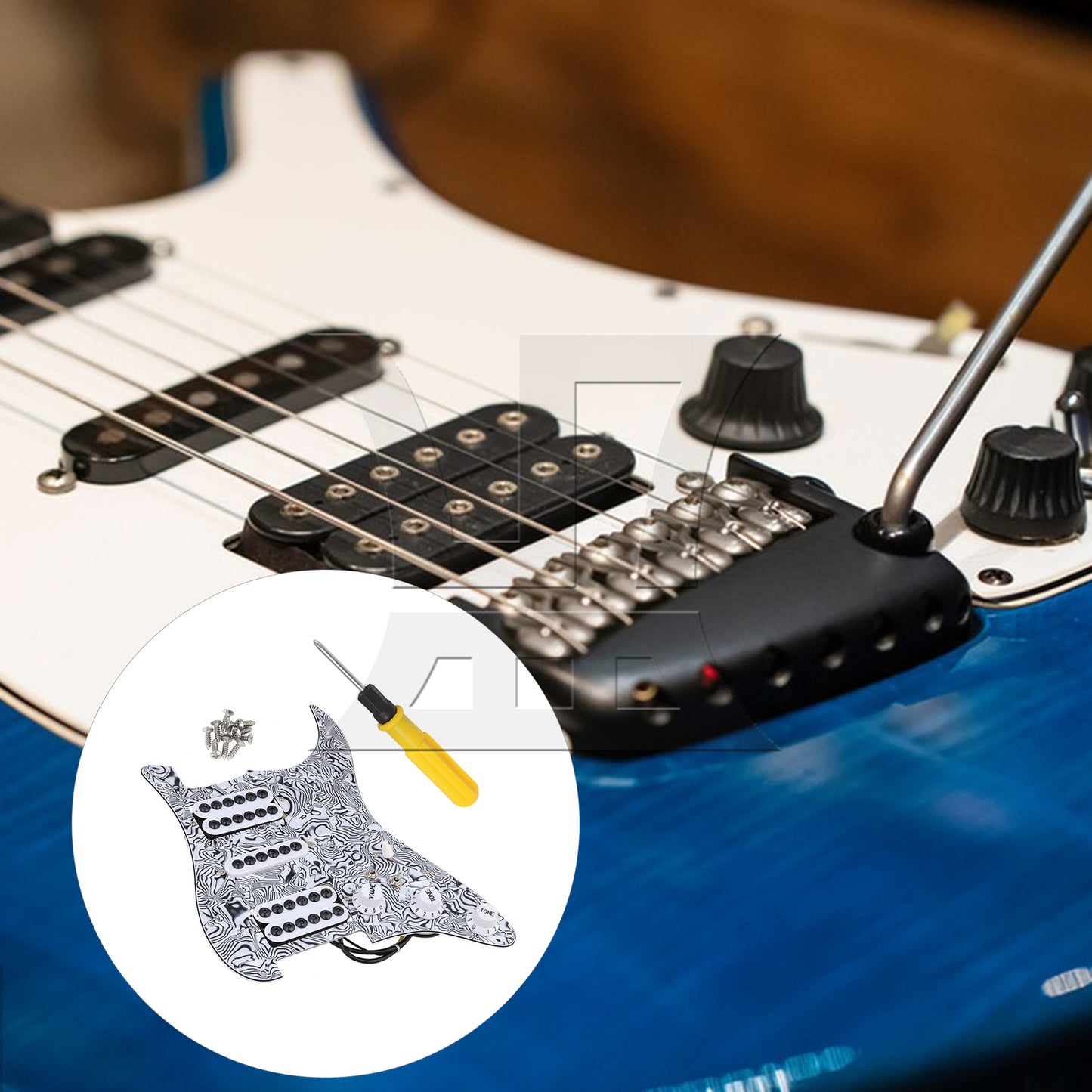 BQLZR Electric Guitar HSH Pickguard 3-ply Black White with Screwdriver & Screws Set