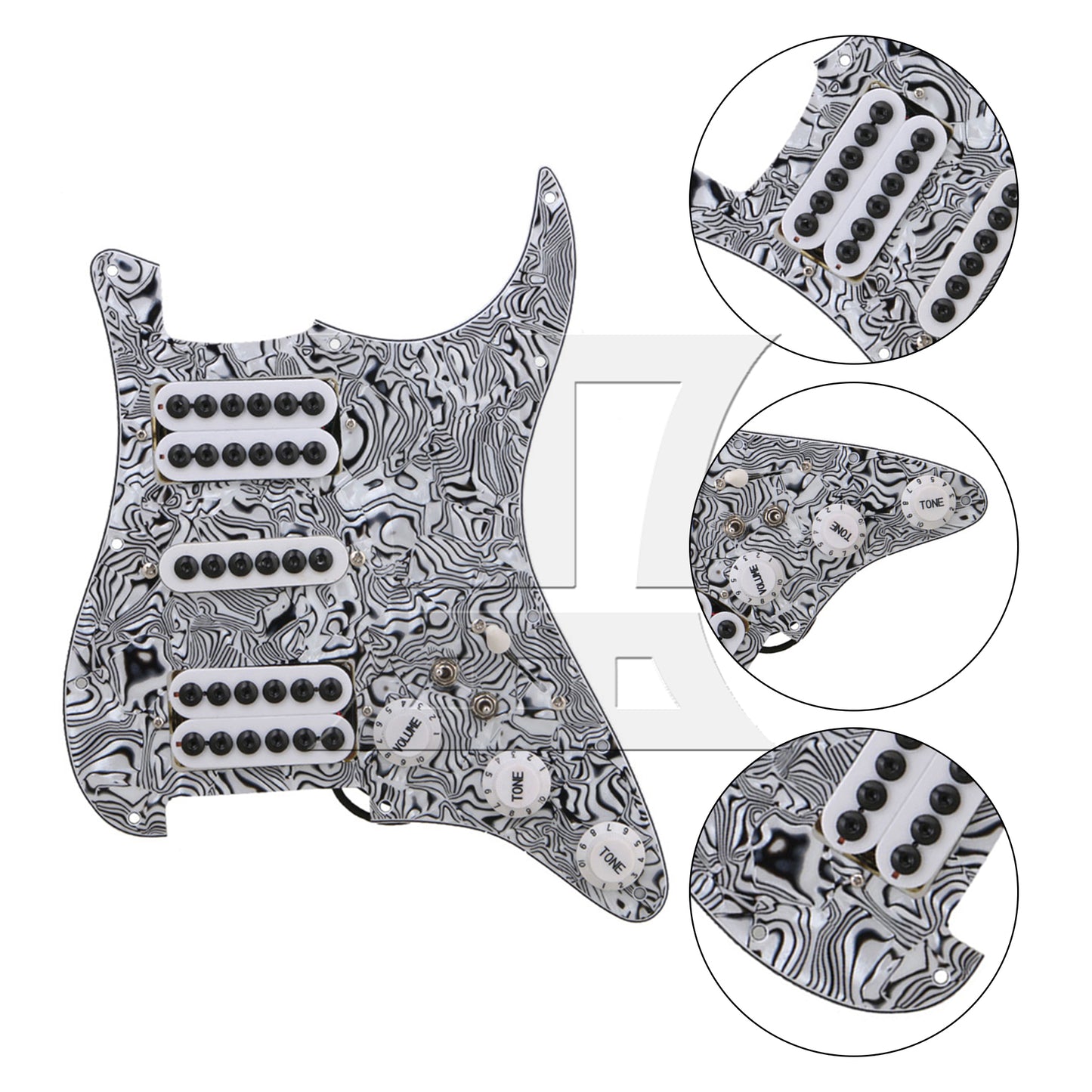 BQLZR Electric Guitar HSH Pickguard 3-ply Black White with Screwdriver & Screws Set