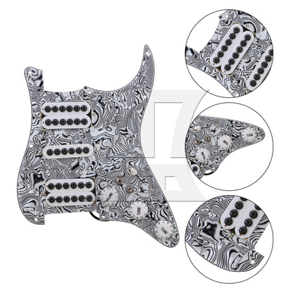 BQLZR Electric Guitar HSH Pickguard 3-ply Black White with Screwdriver & Screws Set