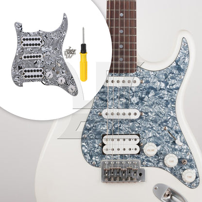 BQLZR Electric Guitar HSH Pickguard 3-ply Black White with Screwdriver & Screws Set