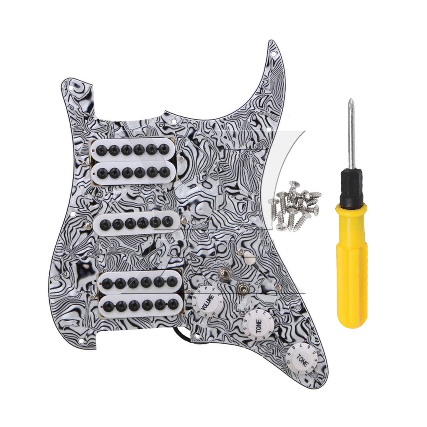 BQLZR Electric Guitar HSH Pickguard 3-ply Black White with Screwdriver & Screws Set