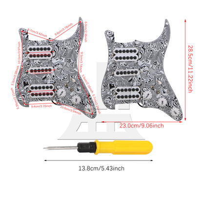 BQLZR Electric Guitar HSH Pickguard 3-ply Black White with Screwdriver & Screws Set