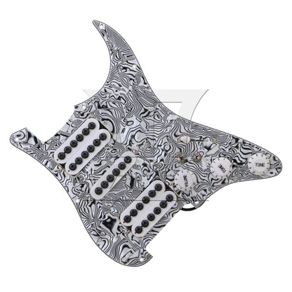 BQLZR Electric Guitar HSH Pickguard 3-ply Black White with Screwdriver & Screws Set