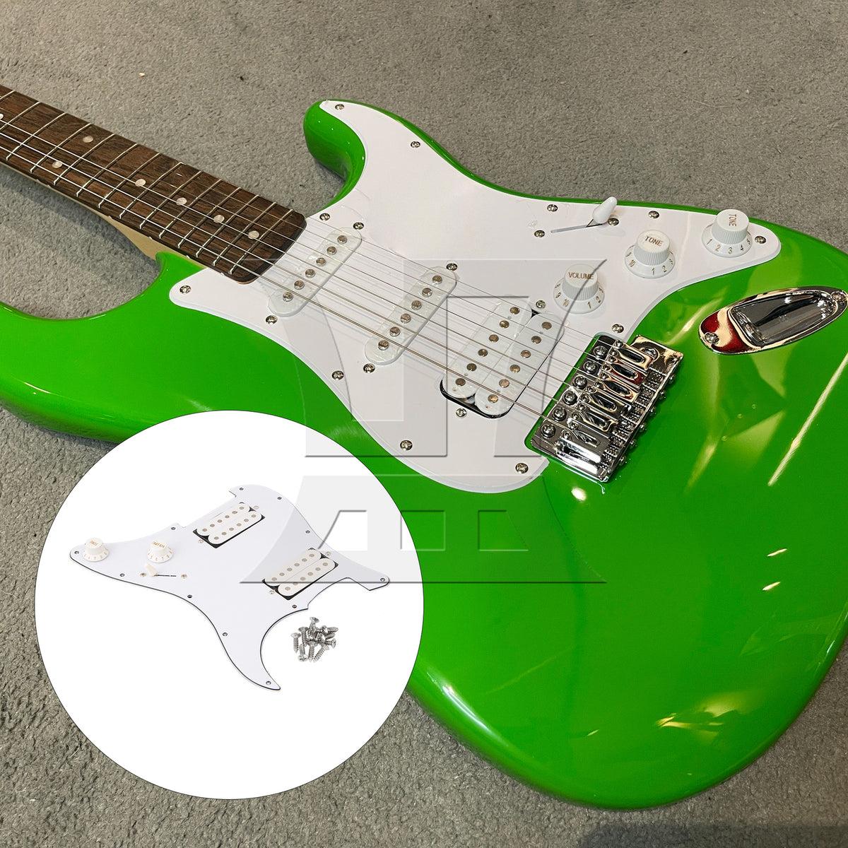 BQLZR Prewired Electric Guitars Pickguard Dual Pickup 3-ply 11.02 x 8.86 Inch White