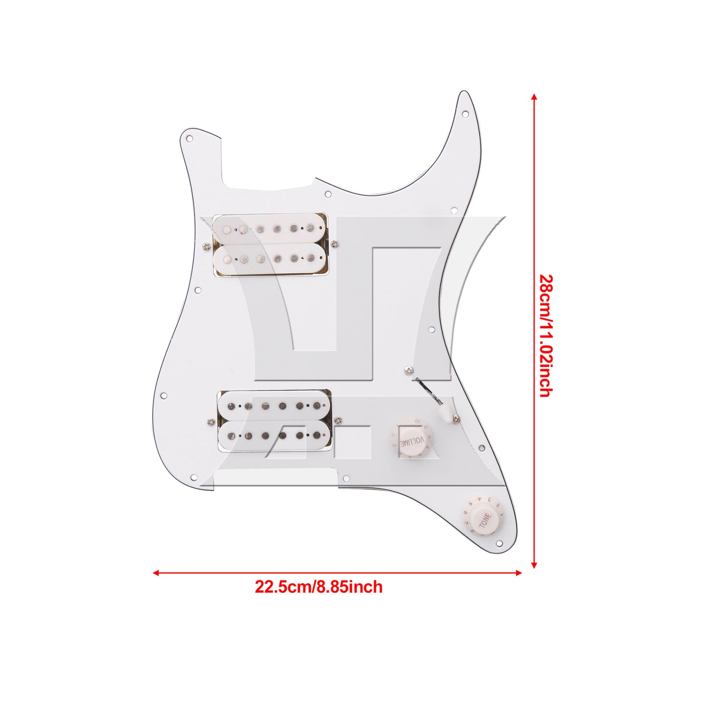 BQLZR Prewired Electric Guitars Pickguard Dual Pickup 3-ply 11.02 x 8.86 Inch White
