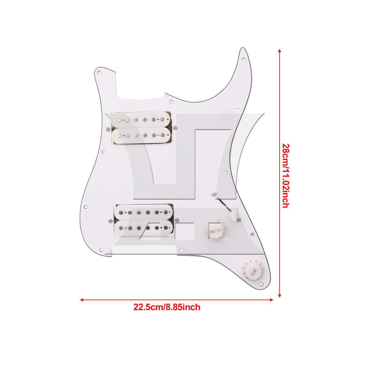 BQLZR Prewired Electric Guitars Pickguard Dual Pickup 3-ply 11.02 x 8.86 Inch White