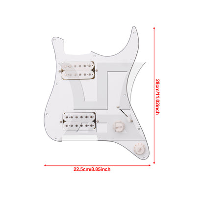 BQLZR Prewired Electric Guitars Pickguard Dual Pickup 3-ply 11.02 x 8.86 Inch White