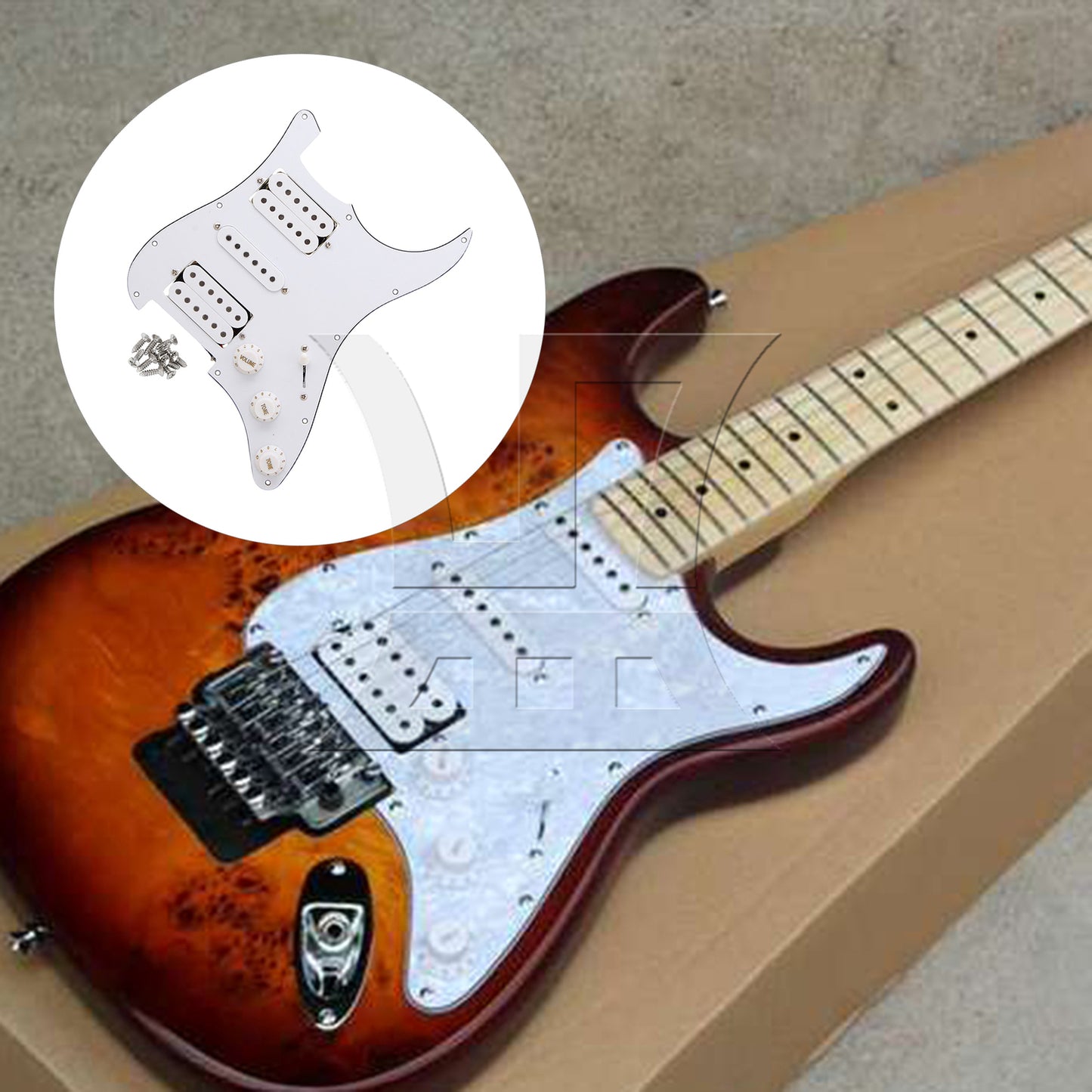 BQLZR HSH 3-Ply Pickguard for Electric Guitar Parts White w/ Screwdriver Screws Set