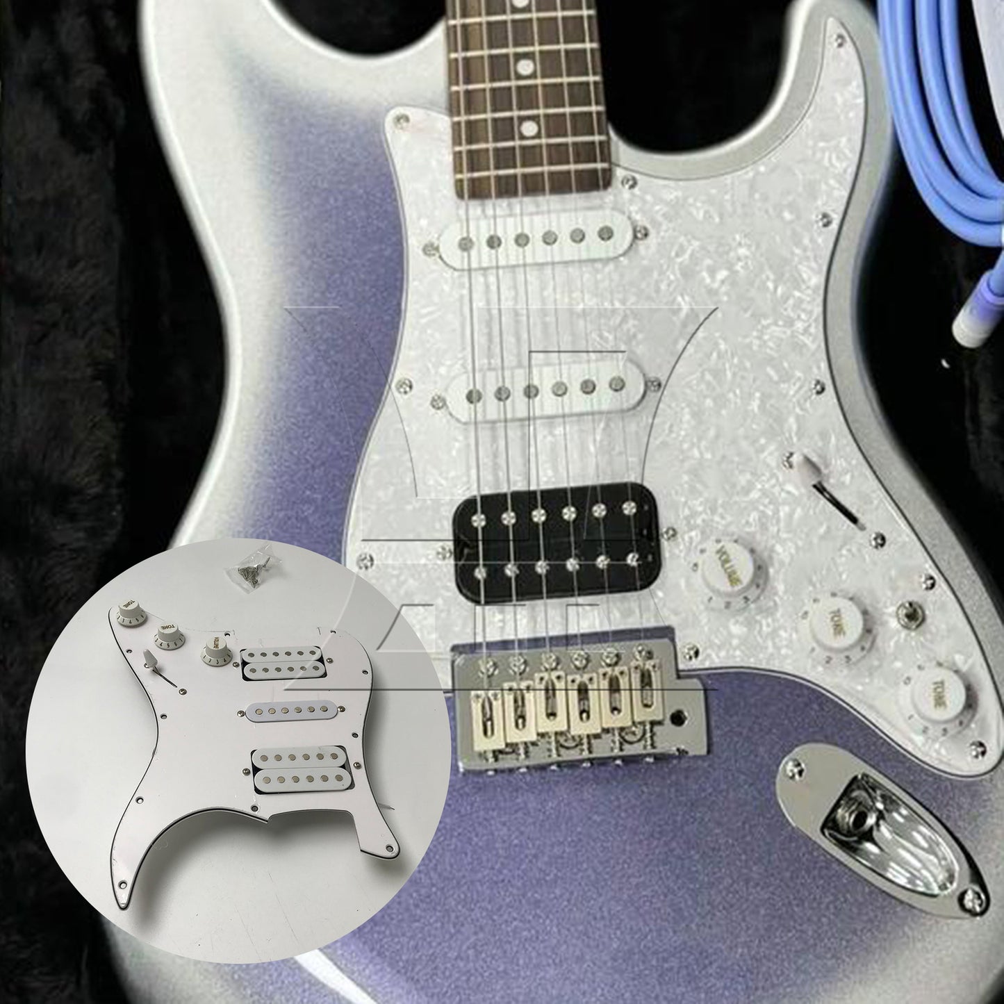 BQLZR HSH 3-Ply Pickguard for Electric Guitar Parts White w/ Screwdriver Screws Set