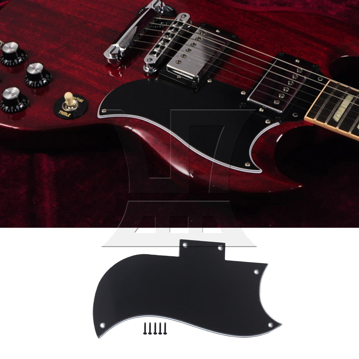 BQLZR Plastic Scratch Plate for Electric Guitar 3-Ply Black w/ Screwdriver Screw Set