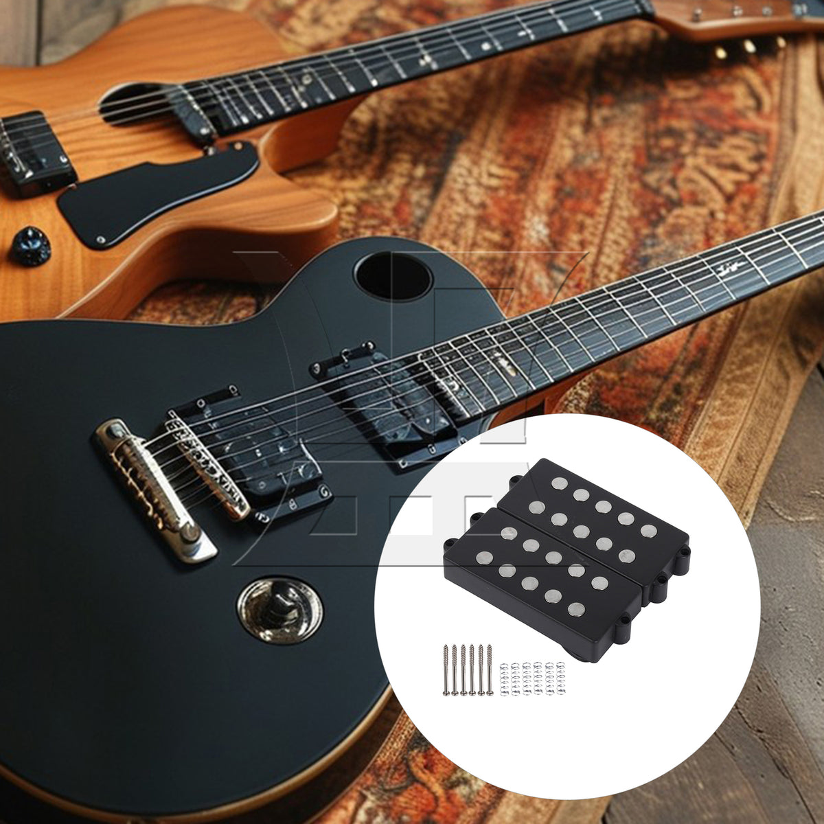 BQLZR Double Coil Pickups w/ Screws Springs for 5 Strings Bass 4.52x1.77"