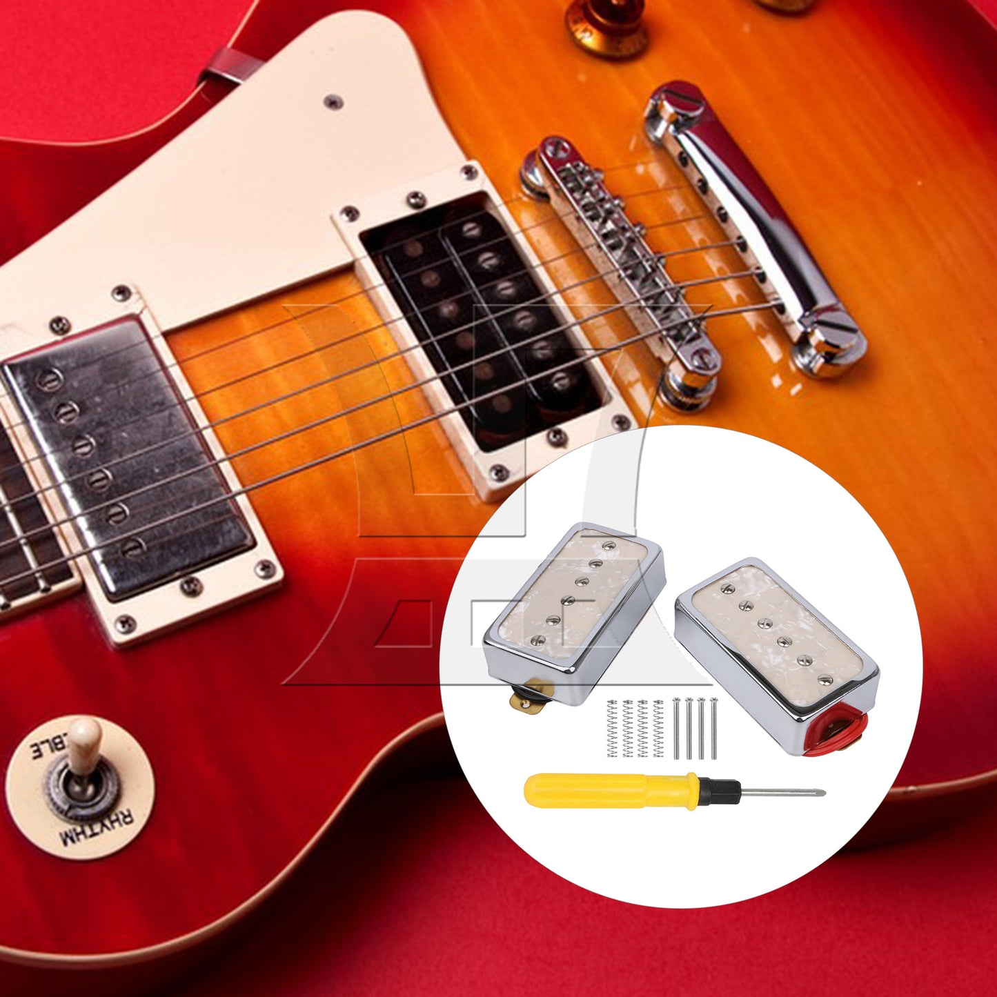 BQLZR Electric Guitar Neck Bridge Pickups P90 Single Coil Beige w/ Screwdriver Set