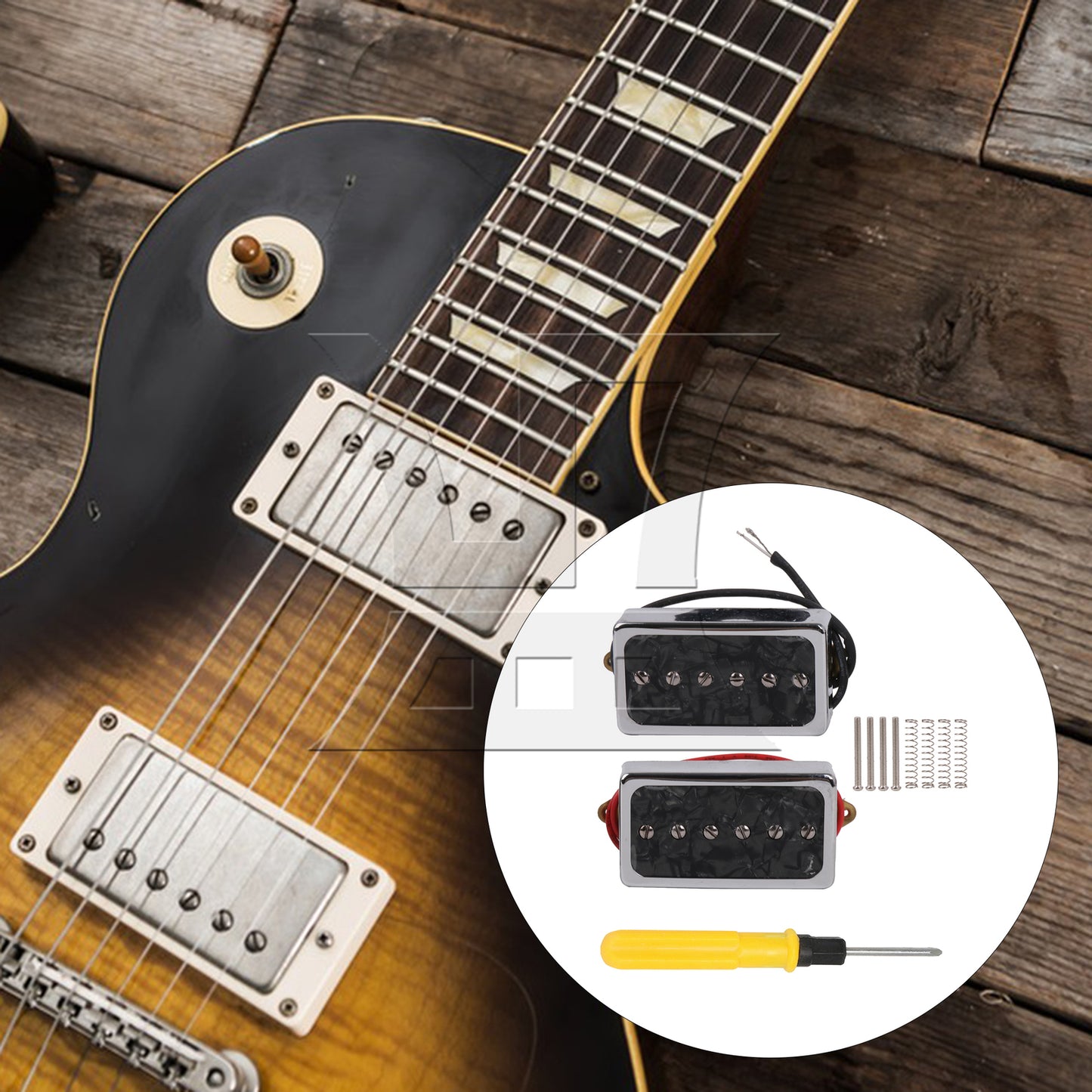 BQLZR Electric Guitar Neck Bridge Pickups P90 Single Coil Black Pearl w/ Screwdriver