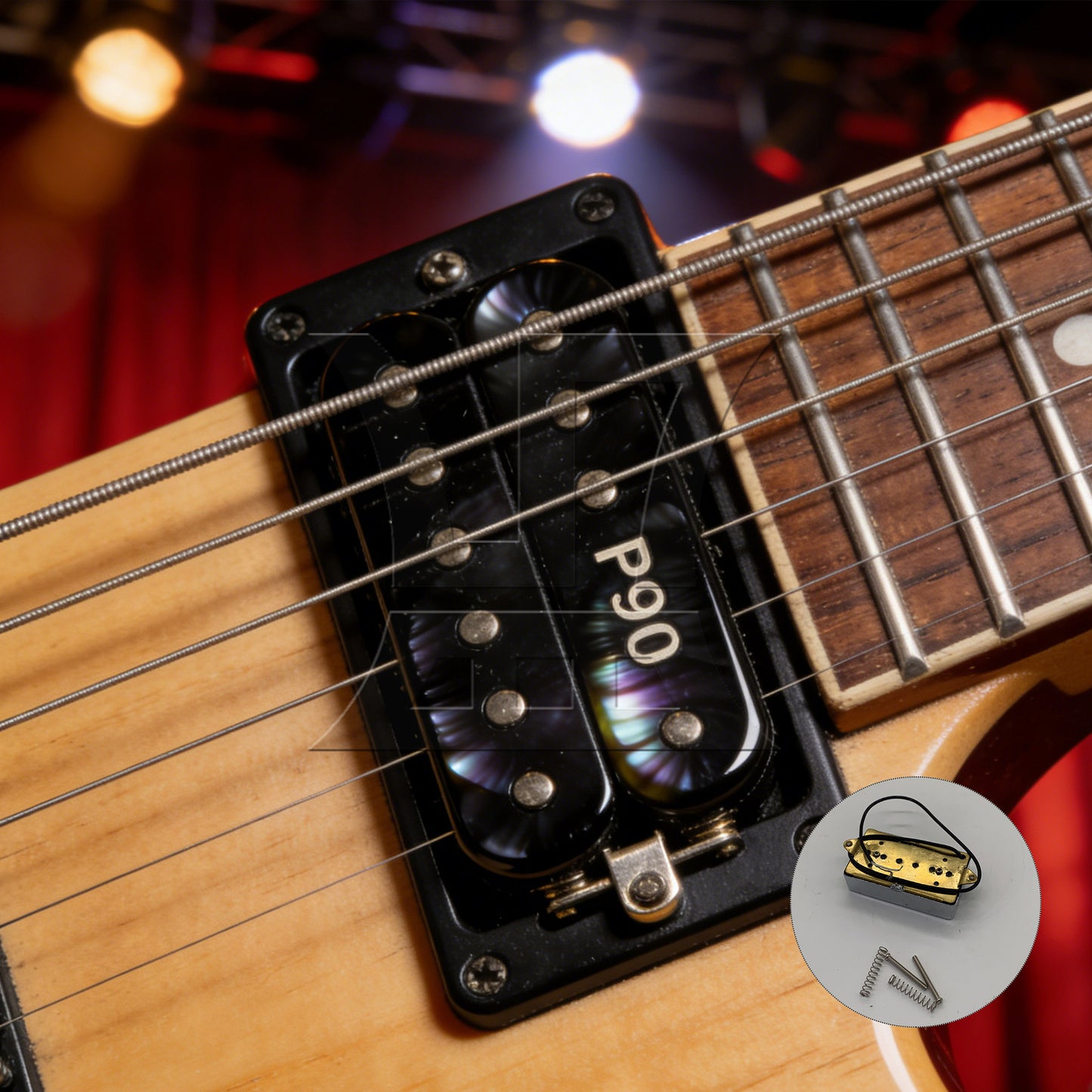 BQLZR Electric Guitar Neck Bridge Pickups P90 Single Coil Black Pearl w/ Screwdriver
