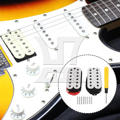 BQLZR White Double Coil Pickups for Electric Guitars with Screwdriver & Screws Set